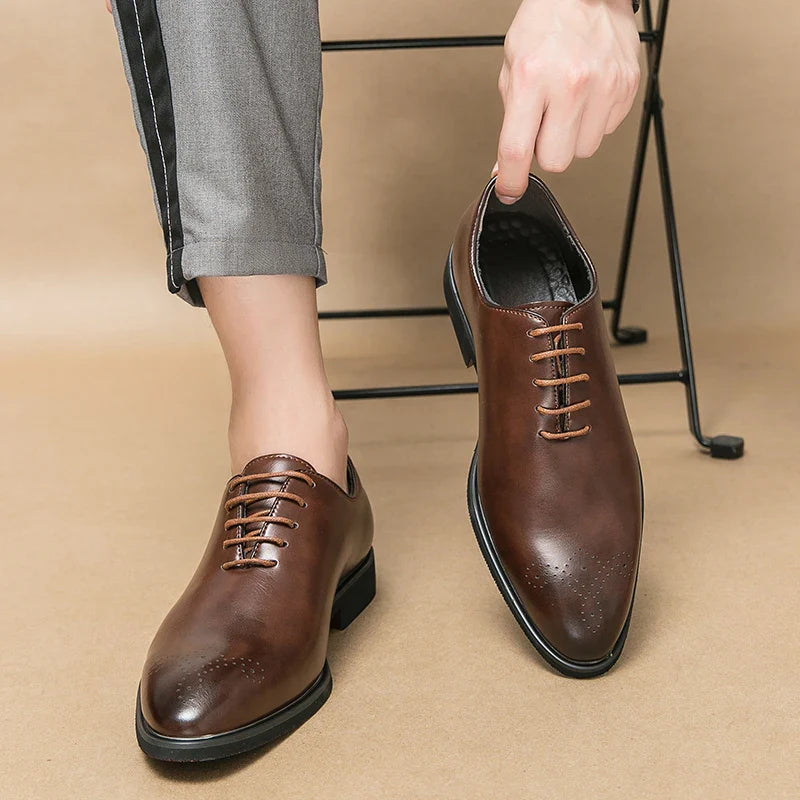 Men's Genuine Leather Dress Shoes Classic Oxford Soft Comfortable Lining Non-Slip Rubber Sole Business Office Formal Occasions