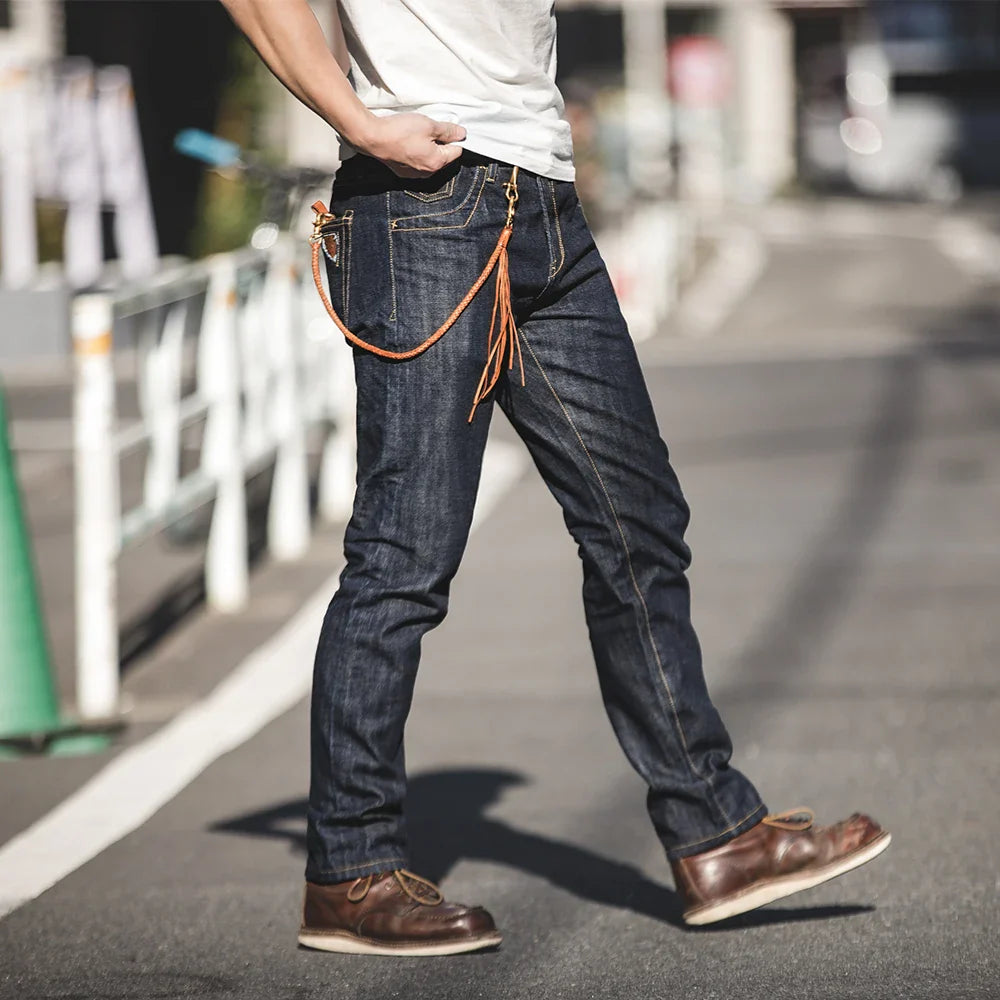 Vintage Heavyweight Raw Denim Jeans for Men Red Line Jeans