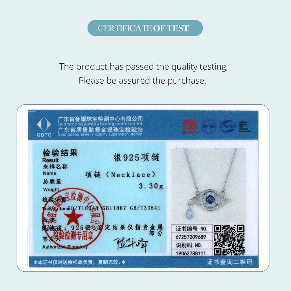 925 Sterling Silver Evil Eye Necklace 18K Gold Plated Teardrop Pendant Blue Zirconium Turkish Protection Jewelry for Women
