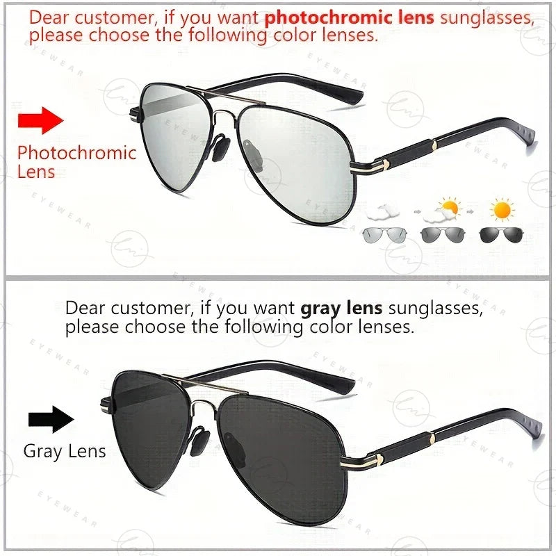 Design Aviation Sunglasses Polarized Man Photochromic UV400 Glasses Woman Anti-glare Driving Goggles zonnebril heren