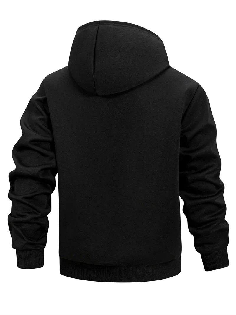 Men's Winter Warm Sherpa Plush Lined Jacket Casual Zip Up Hooded Coat with Zipper Pockets Male Fleece Outerwear Outfits Tops