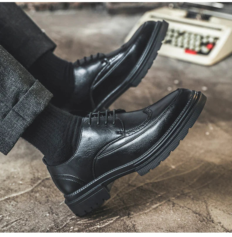 Big Size Men Height Increaseing Dress Brogue Shoes Gentleman Suit Elevator Shoes Oxford Invisible Heel 4/7/9CM Wedding Man Shoes