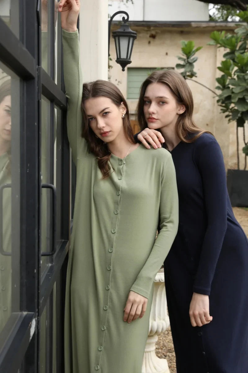2025 summer woman dress comfortable ribbing maxi button dress  lady clothes