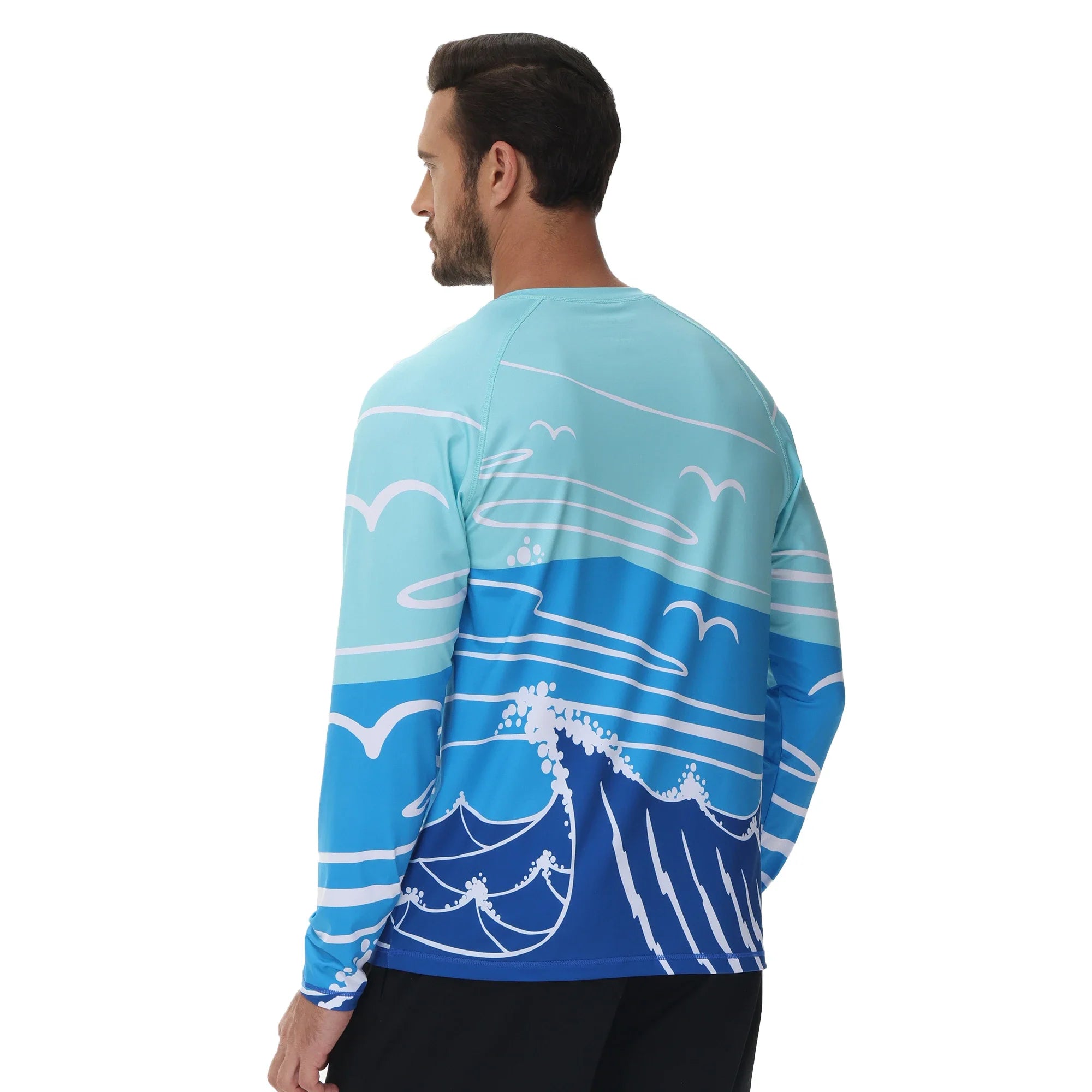 Men's Summer Fishing Shirt for Beach Vacation Swimming T-shirt, Quick-dry UPF 50+ Rash Guard Breathable Top for Board Sports