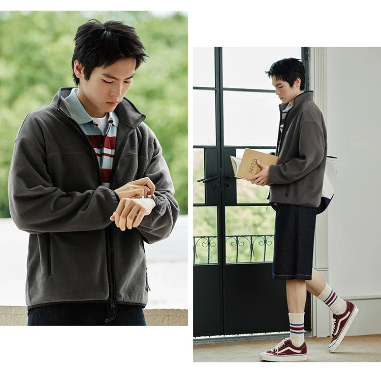 Jacket Men Anti-Static Fur Coat New Autumn 2024 Warm Fleece Couple Style Collar Top