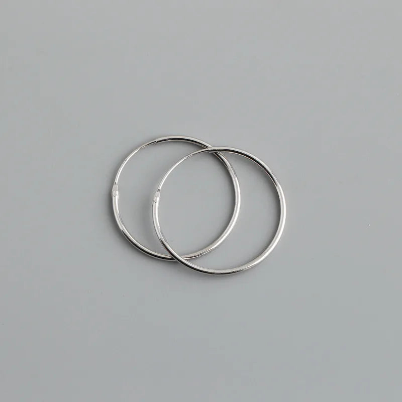 Genuine 925 Sterling Silver Fashion Korean Simple Hoop Earrings for Women Men Charming Chic Party Jewelry Accessories