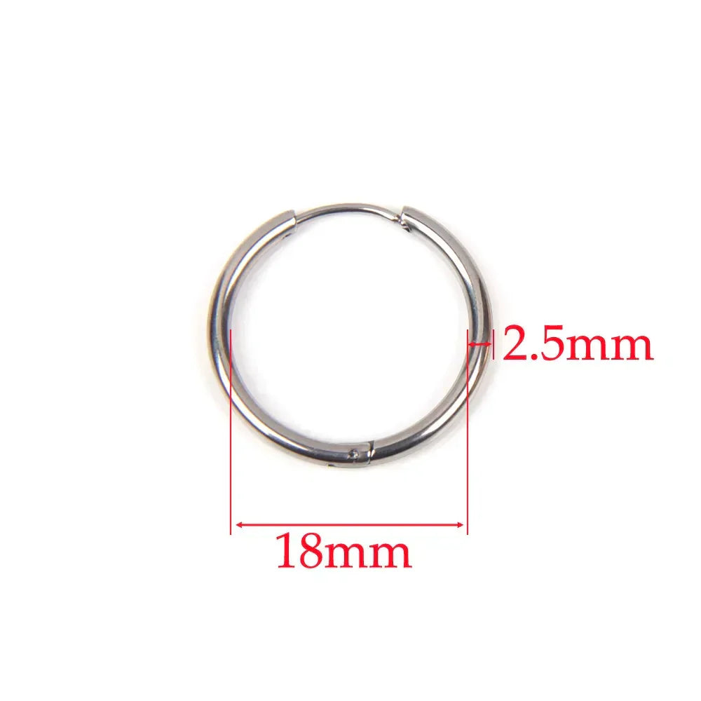10pcs 316L Stainless Steel Hoop Earrings Women Men Punk Hiphop Circular Ear Buckle Ring Jewelry Gold Color Accessories Wholesale