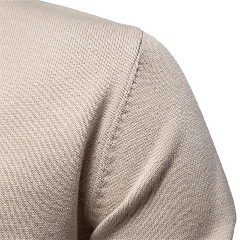 Mens V-neck Solid Cotton Pullover Sweaters Long Sleeve Casual Social Knitted Sweaters for Men