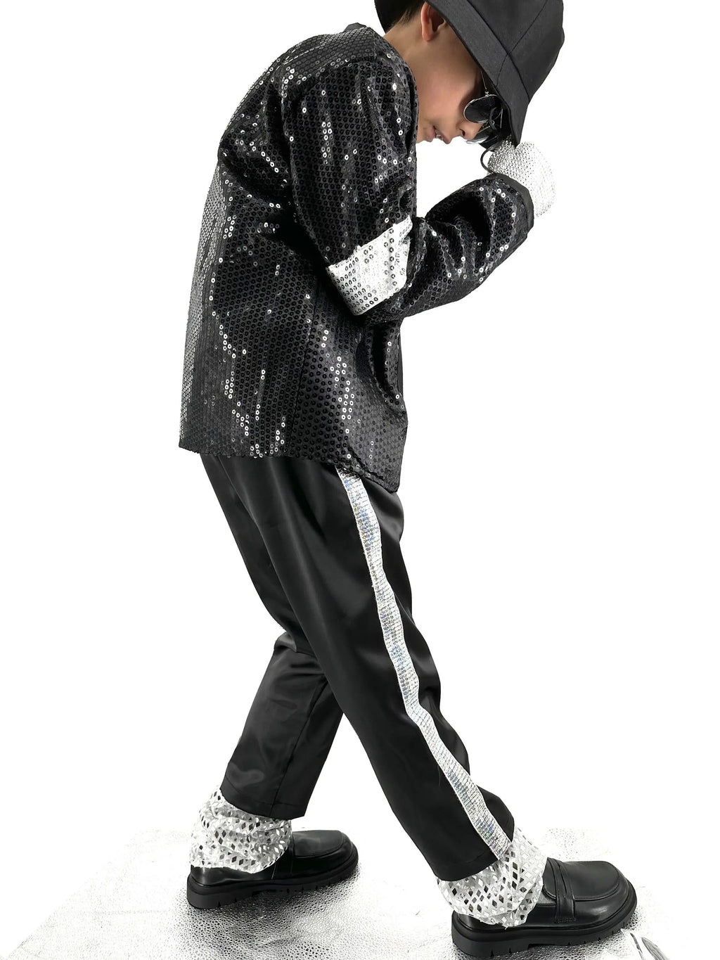 Impersonator Michael Joseph Jackson Costumes Jacket Sequies Black Shining Jacket