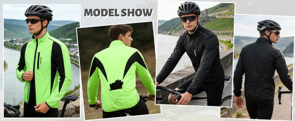 Men Windproof Water-repellent Reflective Cycling Jacket MTB Bicycle Long Sleeve Windbreaker Bike Coat Jersey