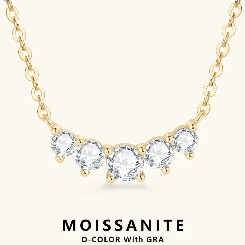 Moissanite Pendant Necklace 925 Silver Original Certified Chain For Women Exquisite Cluster Necklaces Anniversary Jewelry