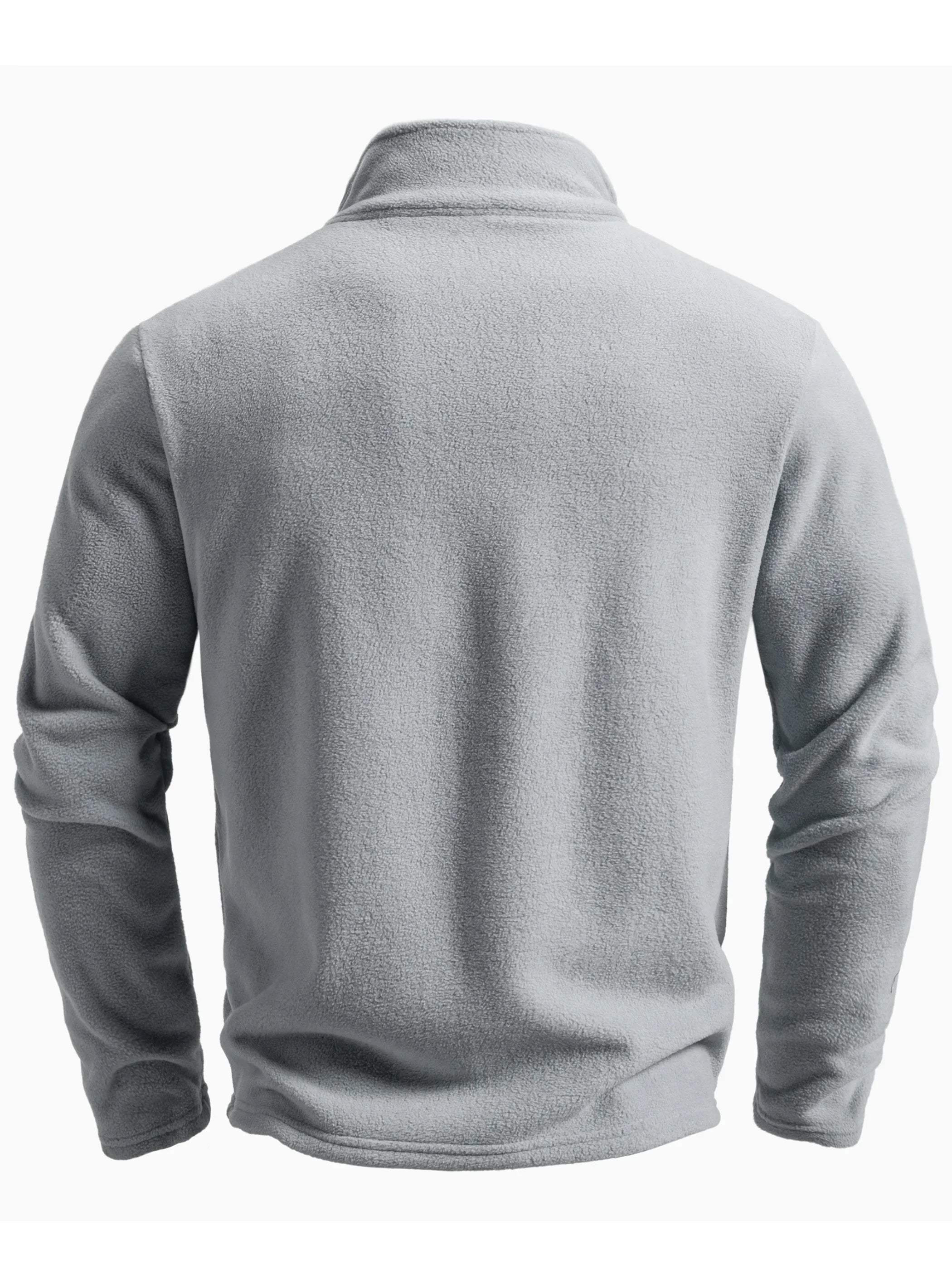 Men's Spring and Autumn Solid Color Fleece Warm Top, Comfortable Zippered Cardigan for Men's Outdoor Leisure
