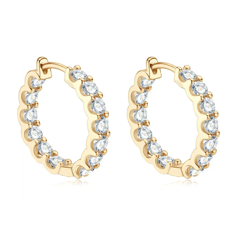 Hoops 100% 925 Sterling Silver Real 3mm Moissanite Stud Earrings For Women Sparkling Jewelry Gifts with Certificate Gifts