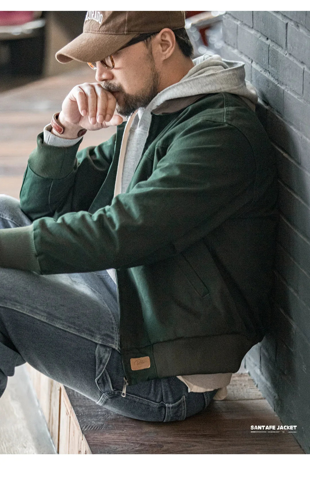 Retro Heavyweight Santafe Canvas Jackets Cotton Corduroy Lapel Ribbed Hem Cuffs Short Jacket for Men's Autumn Overcoat