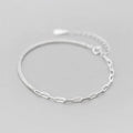 Stackable Zirconia Geometric Oval Interlock Genuine 925 Sterling Silver Asymmetry Bracelet Bangle for Women Fine Jewelry