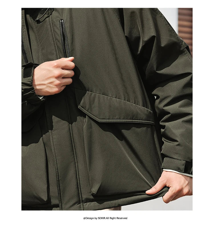 Cotton-Padded Jacket Men 2024 Winter Waterproof, Oil-Resistant, Stain-Resistant and Windproof Outerwear Loose