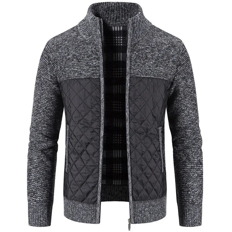 Autumn Winter New Men's Jacket Slim Fit Stand Collar Zipper Jacket Men Solid Thick Warm Jacket Men Sweater