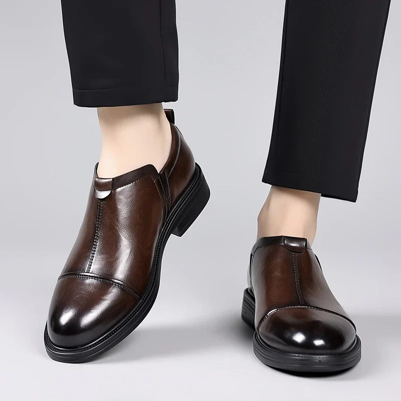 Men's Fashion Trends Leather Loafers Shoes Men's Formal Party Business Negotiation Social Office Shoes Comfort Round Toe Shoes