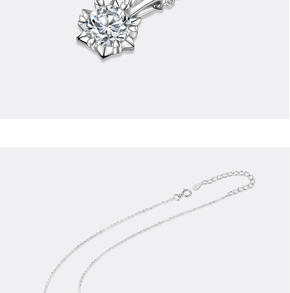 1-3CT Moissanite Women's Necklace S925 Pure Silver Snowflake Simulation Diamond Pendant Wedding High-end Jewelry