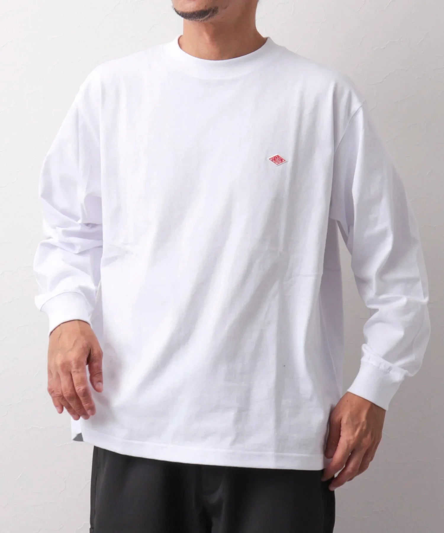 Spring Exported to Japan style Classic fashion Solid Simple Loose Long sleeve Cotton T-shirt Top Man Small Icon Embroidery Tees