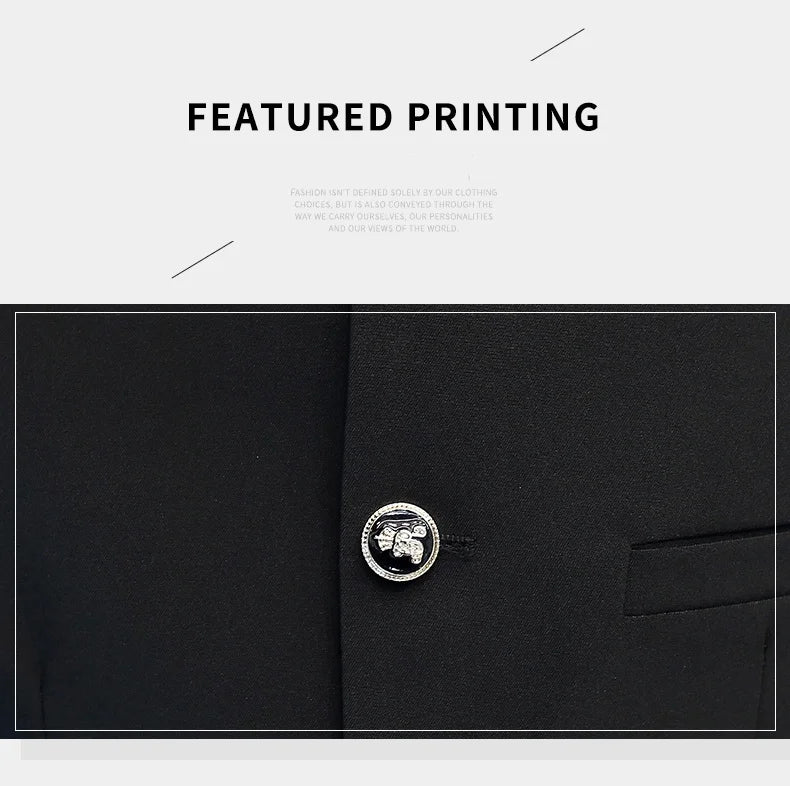 2024 Men's Slim Fit Long Sleeve Casual Suit Korean Trend Stand Collar Fashion Handsome Male Suit