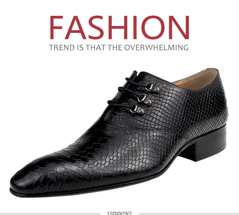 Men's Casual Dress Shoes Classic Oxfords Formal Modern Business Shoes Social Male Wedding Dress Sapato Loafer Serpentine Print