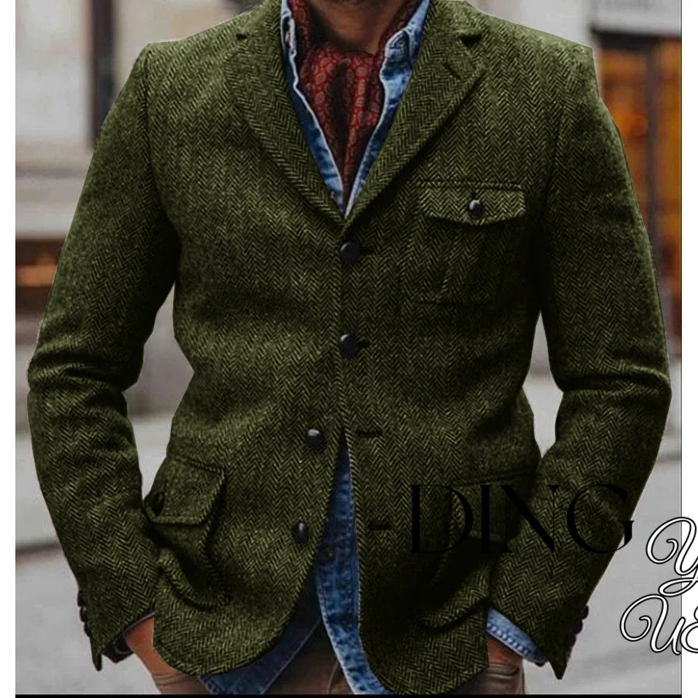 Hot Sale Men's Herringbone Jacket Slim Fit Single Breasted Man Suits Men's Suit Casual Blazers Male Coat With 3 Pockets