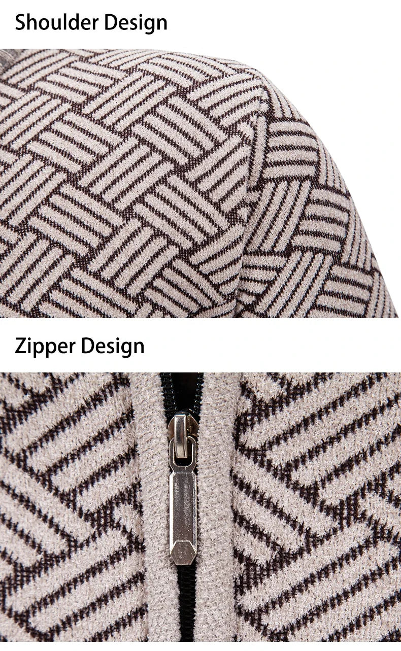Mens Thickened Cardigan Full Zipper Fleeced Sweaters Knit Jackets Hooded Sweater Coat Autumn Winter Padded Clothes