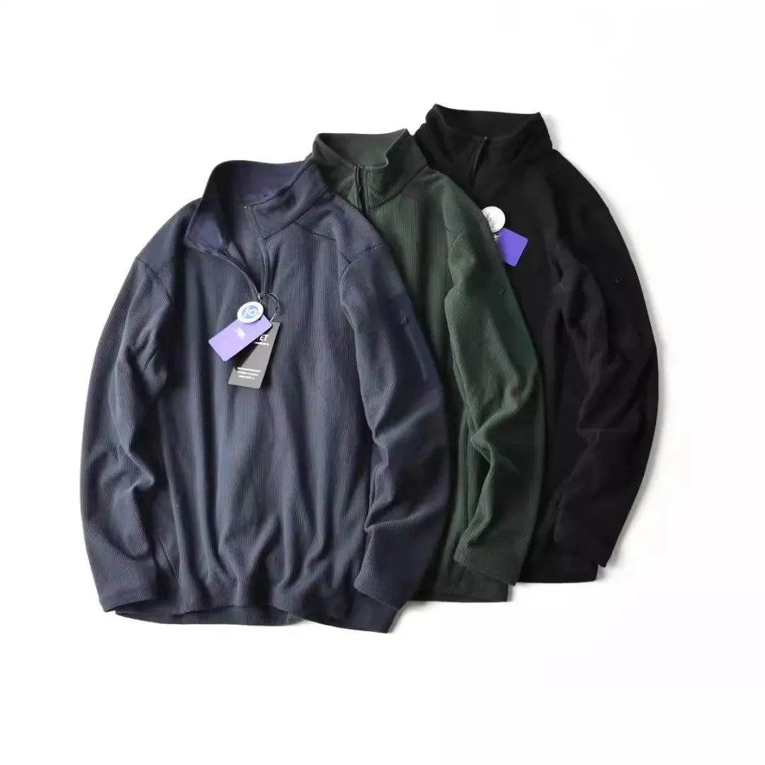 Outdoor Lightweight Fleece Sweatshirt Jacket Men's Zipper Closure Stand Collar Technical Fabric Comfortable Youth Fashion