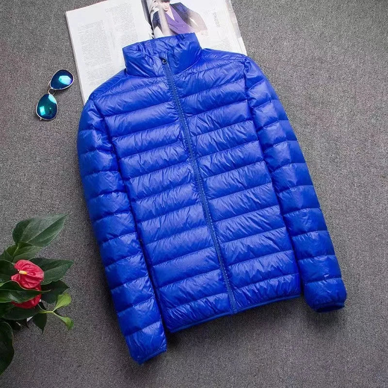 0-10℃ Men's Winter Jacket Ultra Light Duck Down Jackets Portable Hooded Puffer Feather Thin Parkas Windproof Outerwear Coat 5XL