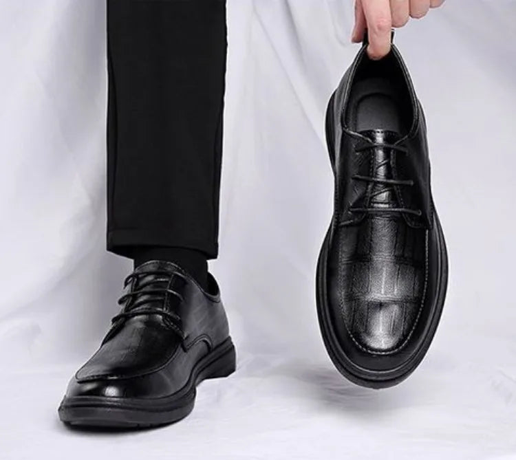 2024 New Men's Height Increasing Soft Leather Breathable Casual Business Elevator Shoes