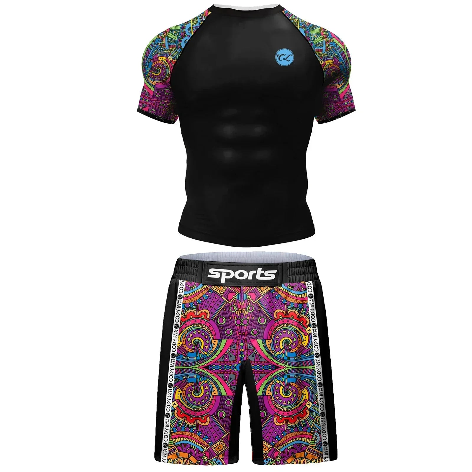 Popular Beach Surf Wear Short Sets For jiu jitsu Bjj No Gi Rashguard+Grappling Shorts Cool Westling stretchy Running Gym Clothes