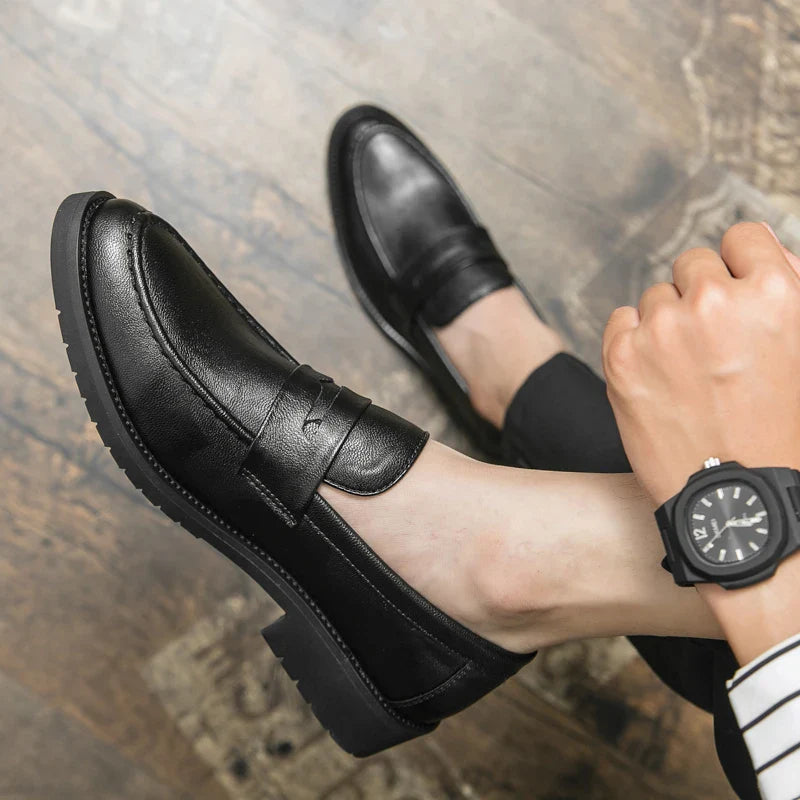 Black Men Loafers Soft Moccasins High Quality Spring Autumn Genuine Leather Shoes Men Business Office Dress Shoes Zapatos