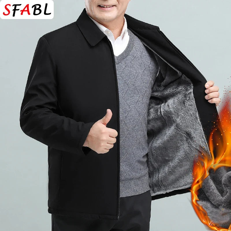 Casual Thermal Warm Winter Jackets for Men Business Blazers Coat Fleece Lining Men's Winter Jacket Luxury Parka Outerwear L-3XL