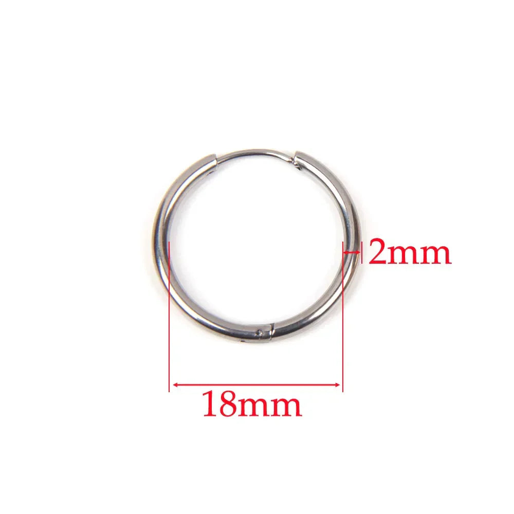 10pcs 316L Stainless Steel Hoop Earrings Women Men Punk Hiphop Circular Ear Buckle Ring Jewelry Gold Color Accessories Wholesale