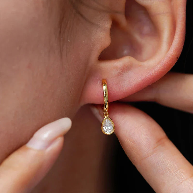 0.5ct Water Drop Moissanite Drops Earrings for Women Luxury Pear Cut Jewelry Silver 925 With Gold Plated Ladies' Earrings