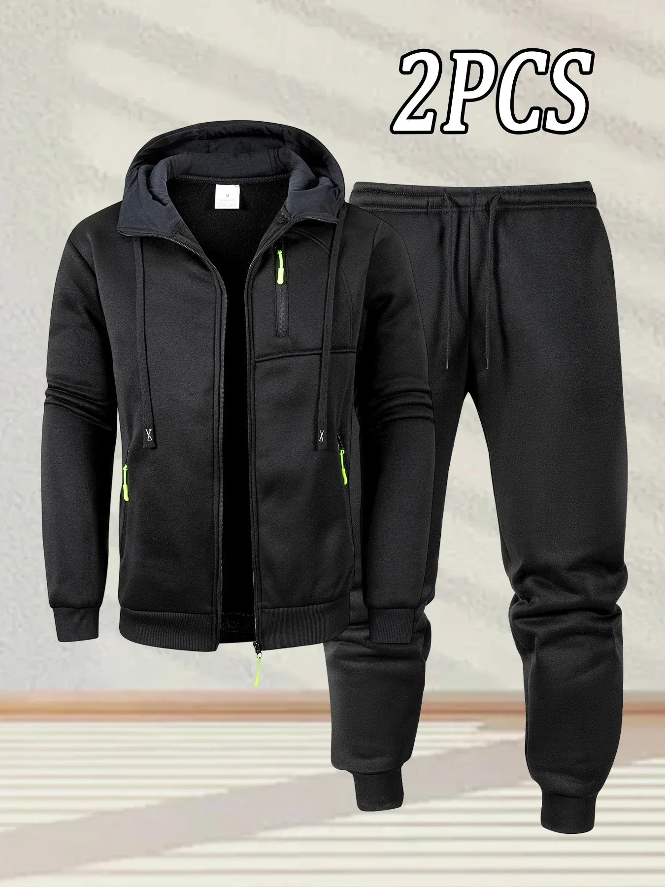 New Men's Casual Sportswear Autumn Solid Color Daily Sweatshirts Sweatpants Jogging Tracksuit Zipper Hooded Jacket and Pants Set