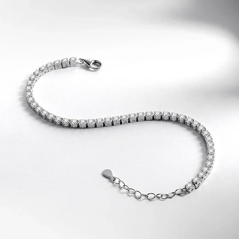 3mm Moissanite Tennis Bracelet for Women Man Full Diamond Adjustable 15-20CM S925 Sterling Silver Jewelry Wholesale