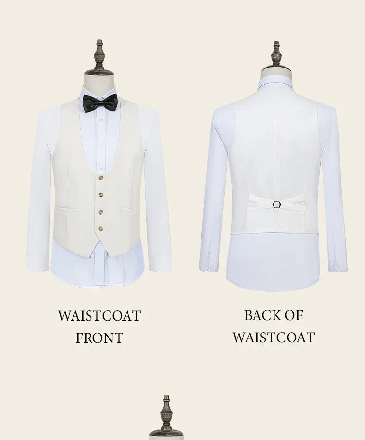 High Quality white elegant evening gown Tuxedo Prom man Suit Party Dress Slim fit casual suit wedding three-piece