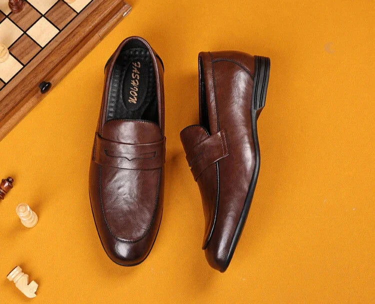 Brown Flat Leather Loafers Shoes for Men Fashion 2025 Classic Original Size Man Casual Shoe 45 Comfortable Shipping Free New In
