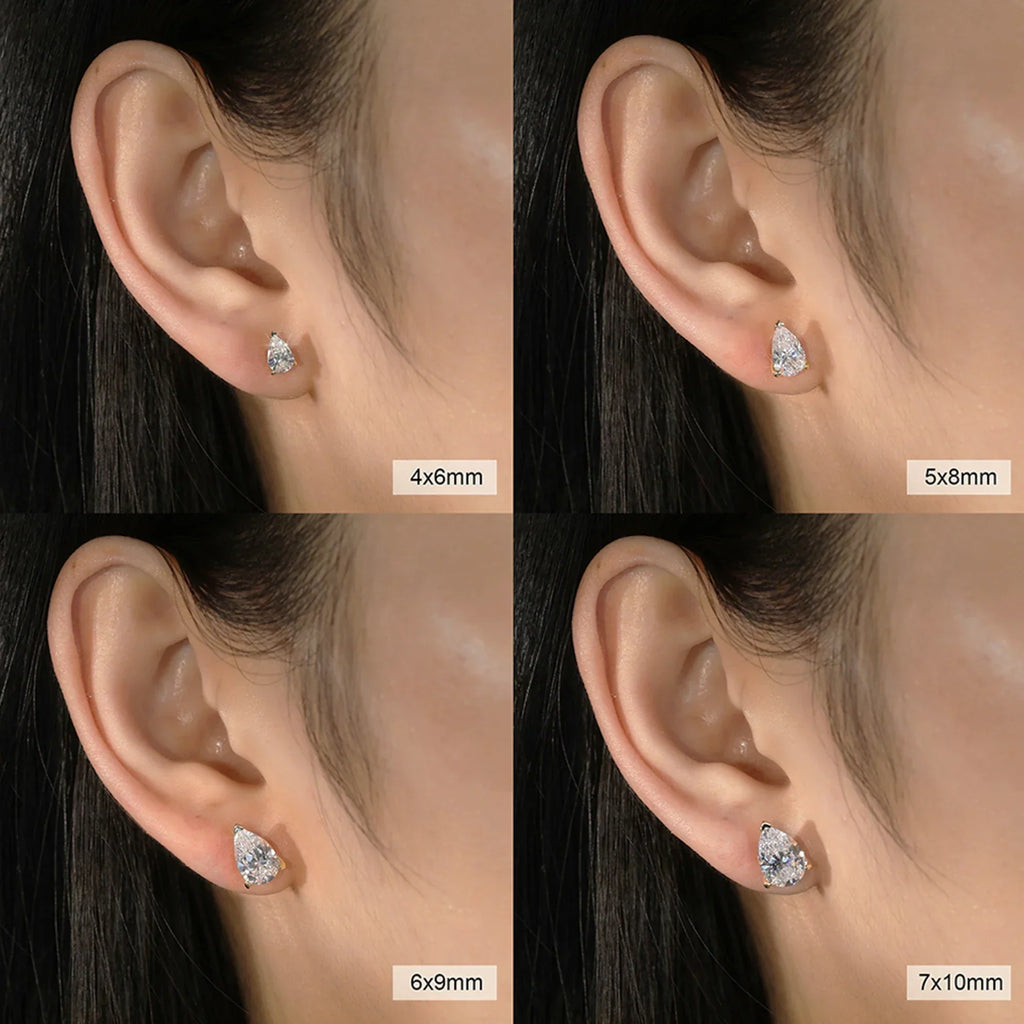 ORSA JEWELS 925 Sterling Silver Stud Earrings with Water Drop Cut Zirconia Stone, Elegant and Timeless Jewelry for Women LZE02