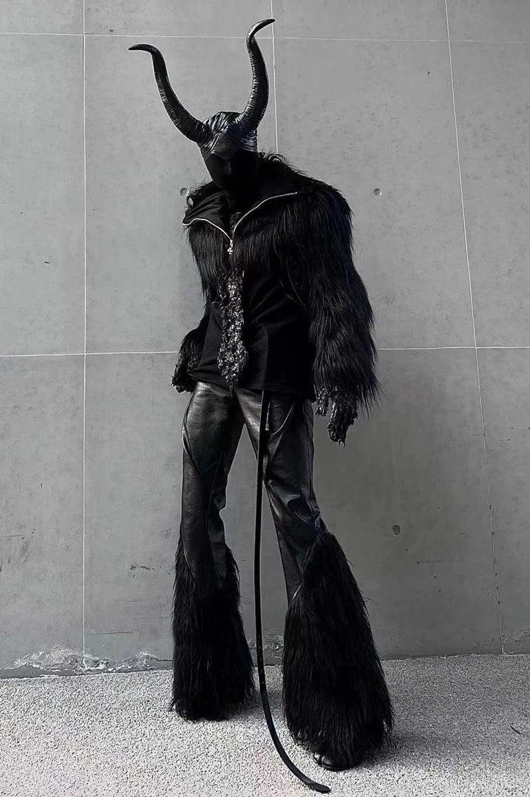 Autumn Winter Thick Warm Hairy Shaggy Cropped Faux Fur Coat Men Luxury Designer Clothes Black Fluffy Jacket 2024