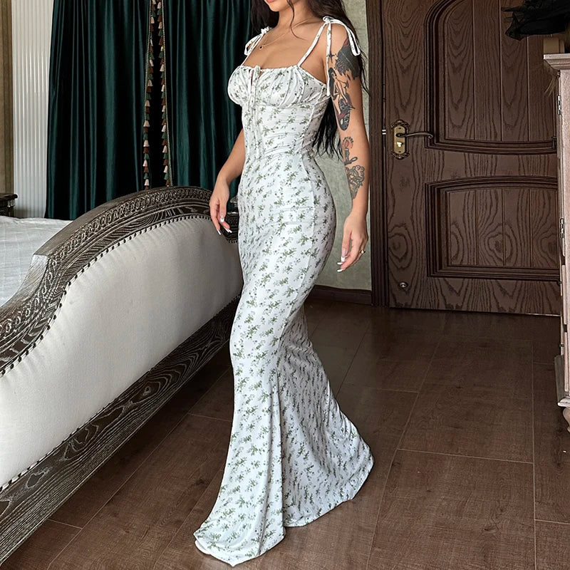 Women Elegant Floral Beach Vacation Bodycon Streetwear Long Dress 2026 Summer Clothes Wholesale Items For Business