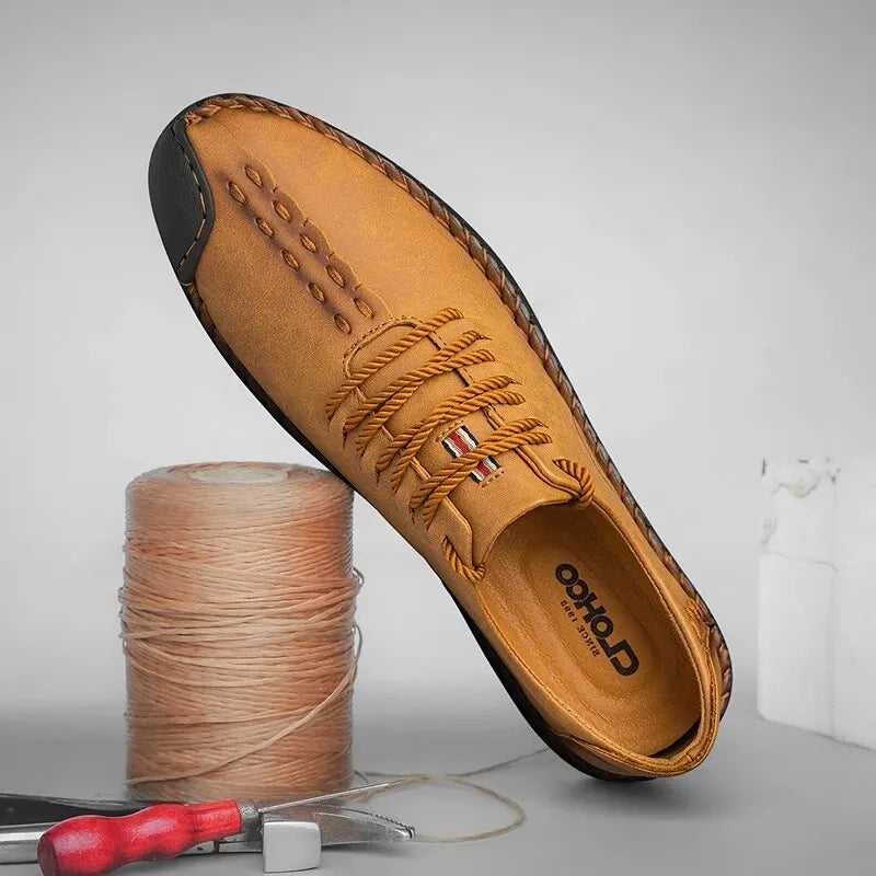 CLOHOO Wear-resistant Non-Slip Outdoor Men Shoes for Climbing Trekking Male Lightweight PU Leather Shoes Soft Lace-up Loafers