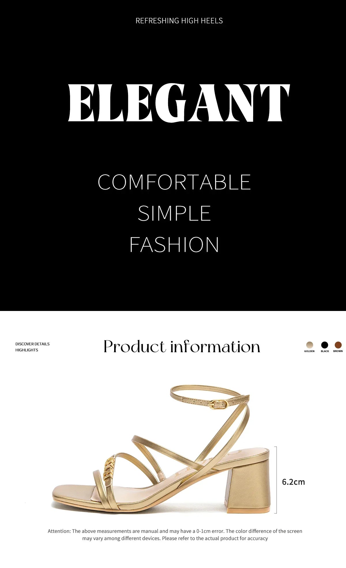 Women's High Heels New Summer Black Strap Casual Shoes Commuting Women's Shoes 6CM