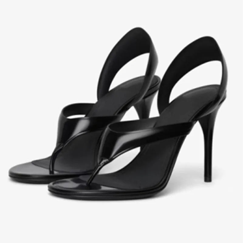 Summer New Women's Stiletto Sandals Concise Female Flipflop High-heeled Sandals Slingback Runway Ladies Shoes Large Sizes 34-46