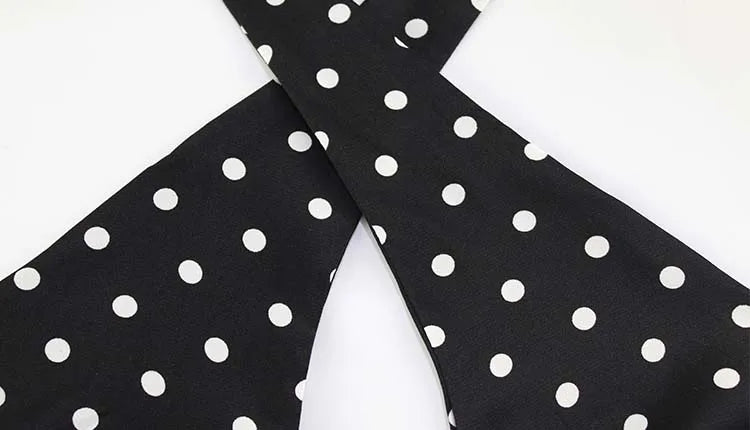 Hollow Out Backless Halter Lace-up Outfits Sheath Women Dresses A-Line Fashion Dot Prints Elegant Female Bodycon Sexy