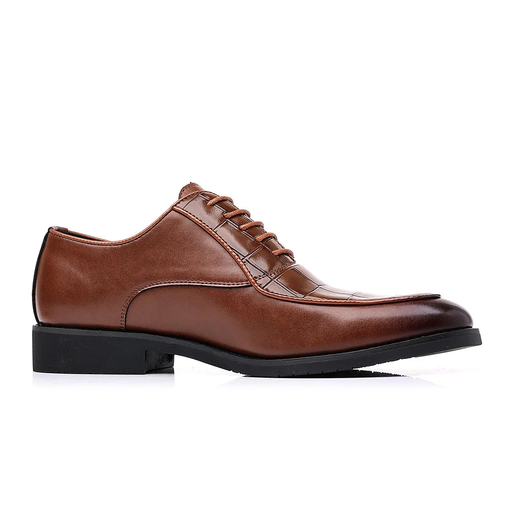 Casual Checkered Retro Business Men's Shoes Soft Sole Big Size Wedding Shoes Male Spring Autumn Lace Designer Leather Shoe Man