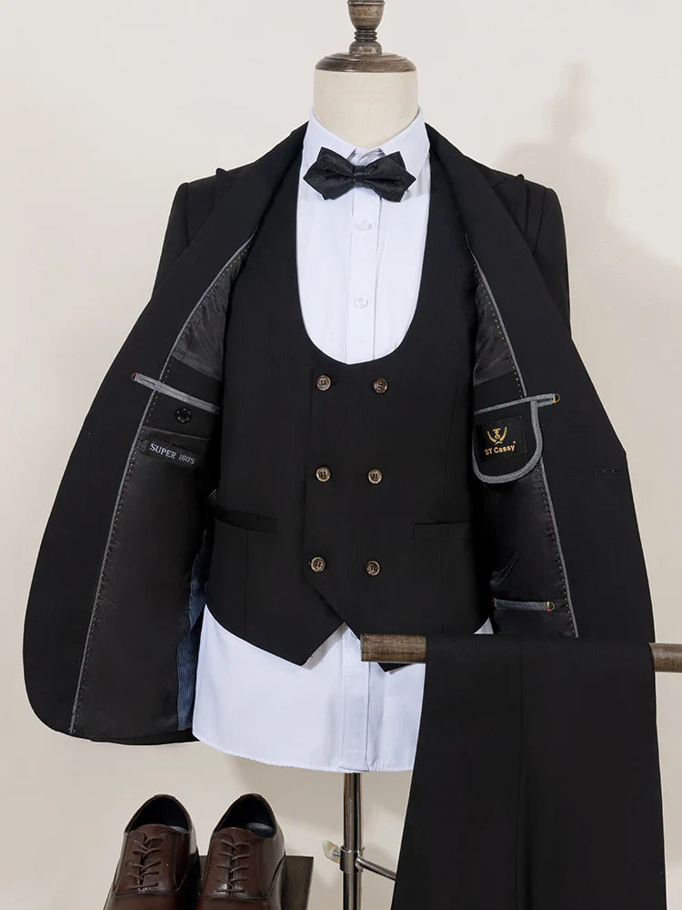 3-piece set black Groom Suit Elegant Wedding Tuxedo Formal Party Blazer for Men Stylish Slim Fit man suit