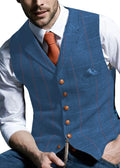 Men's Vests Tweed Suit Business Clothing for Men Striped Waistcoat Punk Vest Groomman Wedding Brwon Black Grey Jacket Bleazer